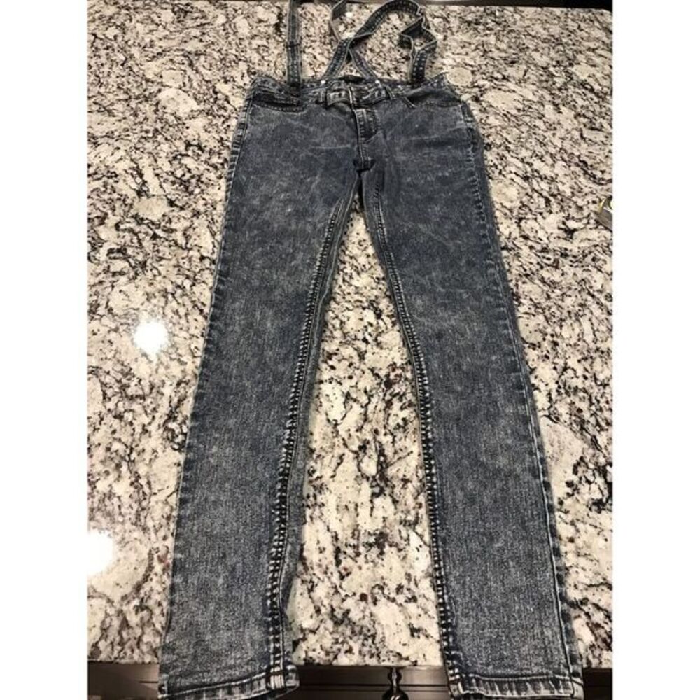 Joe Boxer Suspender Overall Jeans‎ size 5 dark acid wash removable suspenders